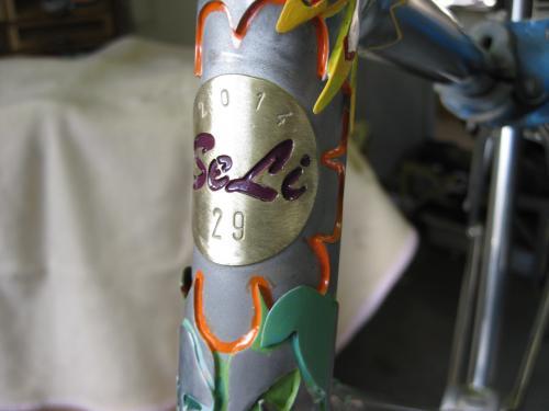 Altes SeLi-Logo auf Lenkrohr